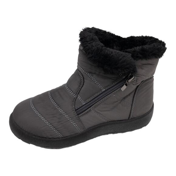 RXFSP Gray Faux Fur Lined Puffer Side Zip Snow Ankle Boots 6 Women's - Picture 1 of 10